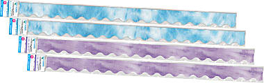 Barker Creek Double-Sided Scalloped-Edge Border Strips, 2-1/4" x 36", Blue/Purple Tie-Dye And Ombré, Pack Of 52 Strips