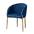 Baxton Studio Ballard Dining Chair, Navy Blue/Gold