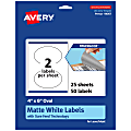 Avery® Print-To-The-Edge TrueBlock® Labels With Sure Feed®, 94057-TWMP25, Oval, 4" x 6", Matte White, Pack Of 50 1 thumbnail image
