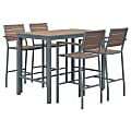 KFI Studios Eveleen 5-Piece Outdoor Patio Set, 45-5/8”H x 30”W x 30”D, Gray/Silver Table, Black Chairs