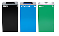 Alpine Industries Stainless-Steel Open Top Mixed, Recycling And Trash Can Set, 29 Gallons Black/Blue/Green - ALP4450-BLK-KIT22 1 thumbnail image