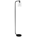 Simple Designs Antique-Style Industrial Iron Lantern Floor Lamp, 63"H, Clear Shade/Black Base
