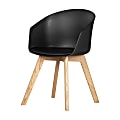 South Shore Flam Chair With Wooden Legs, Black/Natural