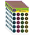 Teacher Created Resources® Stickers, Chalkboard Brights Numbers, 120 Stickers Per Pack, Set Of 6 Packs