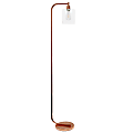Simple Designs Antique-Style Industrial Iron Lantern Floor Lamp, 63"H, Clear Shade/Rose Gold Base