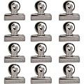 Business Source Magnetic Grip Clips - No. 2 - 2.3" Width - for Paper - Magnetic Backing, Heavy Duty - 12 / Box - Silver