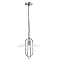Lalia Home 1-Light Elongated Metal Hanging Pendant Lamp, 13-1/2"W, Clear Shade/Chrome Base