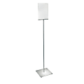 Azar Displays Pedestal 2-Sided Sign Holder Stand With Square Metal Base, 56-1/2"H x 12"W x 12"D, Clear/Silver