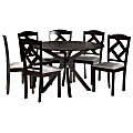 Baxton Studio Carlin 7-Piece Dining Set, Gray/Dark Brown