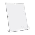 Deflecto® Superior Image® Slanted Sign Holder With Business Card Holder, 11 1/4"H x 9"W x 4 1/2"D, Clear