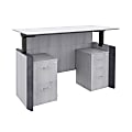 Forward Furniture Allure Height-Adjustable Double-Pedestal Desk, 66"W x 30"D, Stormy Gray/Ashwood White 1 thumbnail image