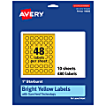 Avery® Print-To-The-Edge Labels With Sure Feed® Technology, 94606-BYP10, Starburst, 1", Matte Bright Yellow, Pack of 480 1 thumbnail image