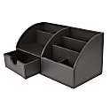 Mind Reader 7-Compartment Faux Leather Curved Desk Organizer, Black 1 thumbnail image