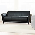 Lorell® Accession Bonded Leather Reception Sofa, Black