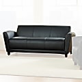 Lorell® Accession Bonded Leather Reception Sofa, Black 1 thumbnail image