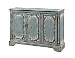 Coast to Coast Mary-Ann Distressed Finish Sideboard Wood Credenza Cabinet With 3 Doors, 40"H x 56"W x 15"D, Cabot Aged Blue & Cream