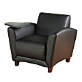 Lorell® Accession Bonded Leather Reception Chair With Tablet Arm, Black 1 thumbnail image