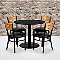 Flash Furniture Round Laminate Table Set With 4 Wood Slat-Back Metal Chairs, 30"H x 36"W x 36"D, Black 1 thumbnail image