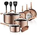 NutriChef Diamond Home Kitchen Cookware Set (Blue) - 14 Pieces - Cooking, Frying, Sauce - 8" Frying Pan - 10" 2nd Frying Pan - 12" 3rd Frying Pan - 1.25 gal Dutch Oven Griddle - Gold - Aluminum, Metal, Nylon, Silicone, Ceramic Body