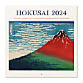 2024 TF Publishing Bilingual Monthly Wall Calendar, 12" x 12", Hokusai, January To December