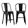 Coast to Coast Industrial Metal Dining Accent Chairs, Black, Set Of 2 Chairs
