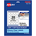 Avery® Glossy Permanent Labels With Sure Feed®, 94110-CGF50, Square Scalloped, 1-5/8" x 1-5/8", Clear, Pack Of 1,000 1 thumbnail image