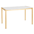 LumiSource Fuji Industrial Dining Table, 29-3/4"H x 50-1/4"W x 27-3/4"D, Gold/White