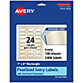 Avery® Pearlized Permanent Labels With Sure Feed®, 94220-PIP100, Rectangle, 1" x 2", Ivory, Pack Of 2,400 Labels 1 thumbnail image