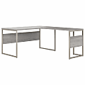 Bush Business Furniture Hybrid 60"W L-Shaped Corner Desk Table With Metal Legs, Platinum Gray, Standard Delivery