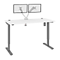 Bestar Upstand Electric 60"W Standing Desk With Dual Monitor Arm, White