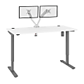 Bestar Upstand Electric 60"W Standing Desk With Dual Monitor Arm, White 1 thumbnail image