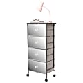 Dormify Paige 4-Drawer Storage Cart on Wheels, Gray