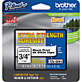 Brother® TZe-S241 Extra-Strength Black-On-White Tape, 0.75" x 26.2'