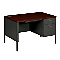 HON® Metro Classic Single-Pedestal Desk, Mahogany/Charcoal