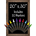 Excello Global Products Wall-Mounted Magnetic Chalkboard Sign, Porcelain, 30" x 20", Black, Brown Wood Frame 1 thumbnail image