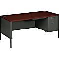 HON® Metro Classic Right Pedestal Desk, Mahogany, Charcoal