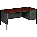 HON® Metro Classic 66"W Right-Pedestal Computer Desk, Mahogany, Charcoal