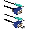 QVS UltraThin VGA/Audio Cable - HD-15 Male VGA, Mini-phone Male Stereo Audio - HD-15 Male VGA, Mini-phone Male Stereo Audio - 6ft