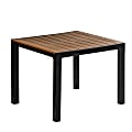 Inval Madeira 4-Seat Square Plastic Patio Dining Table, 29-3/16” x 35-7/16”, Black/Teak Brown