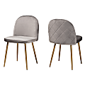 Baxton Studio Fantine Dining Chairs, Gray/Gold, Set Of 2 Chairs