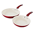 Kenmore Arlington 2-Piece Aluminum Ceramic Nonstick Frying Pan Set, Metallic Red