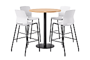 KFI Studios Proof Bistro Round Pedestal Table With Imme Barstools, 4 Barstools, 42", Maple/Black/White Stools 1 thumbnail image