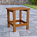 Flash Furniture Charlestown All-Weather Adirondack Side Table, 18-1/4”H x 18-3/4”W x 15”D, Teak