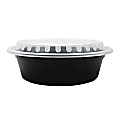 Karat Round Plastic Takeout Food Containers With Lids, 24 Oz, Black, Case Of 150 Sets