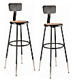 National Public Seating® 6200 Series Adjustable-Height Stools With Backrests, Black, Pack Of 2 Stools