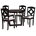 Baxton Studio Morigan 5-Piece Dining Set, Gray/Dark Brown