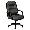 HON® Pillow-Soft® Ergonomic Bonded Leather Executive Chair With Fixed Loop Arms, Black 1 thumbnail image