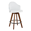 LumiSource Ahoy Coral Counter Stool, White/Blue Seat/Walnut Frame