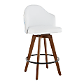 LumiSource Ahoy Coral Counter Stool, White/Blue Seat/Walnut Frame 1 thumbnail image