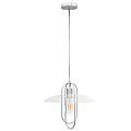 Lalia Home 1-Light Elongated Metal Hanging Pendant Lamp, 13-1/2"W, Clear Shade/Matte White Base